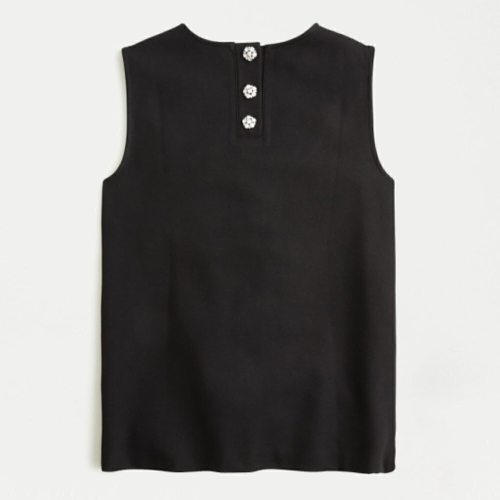 J CREW Jeweled Back Ponte Sleeveless Top, Black